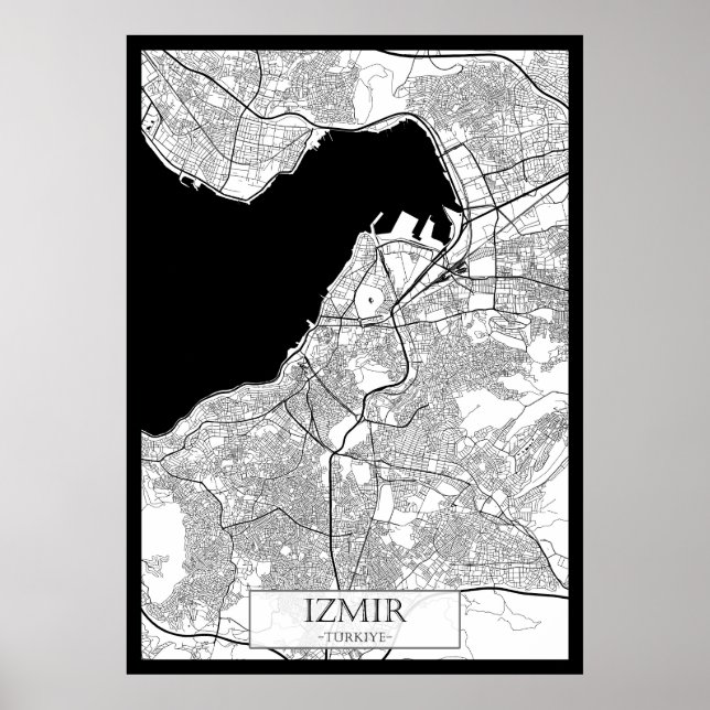 Affiche Carte d'İzmir Turquie (Devant)