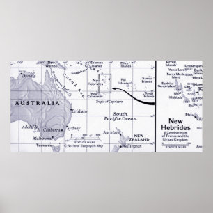Affiche Carte d'océan de South Pacific
