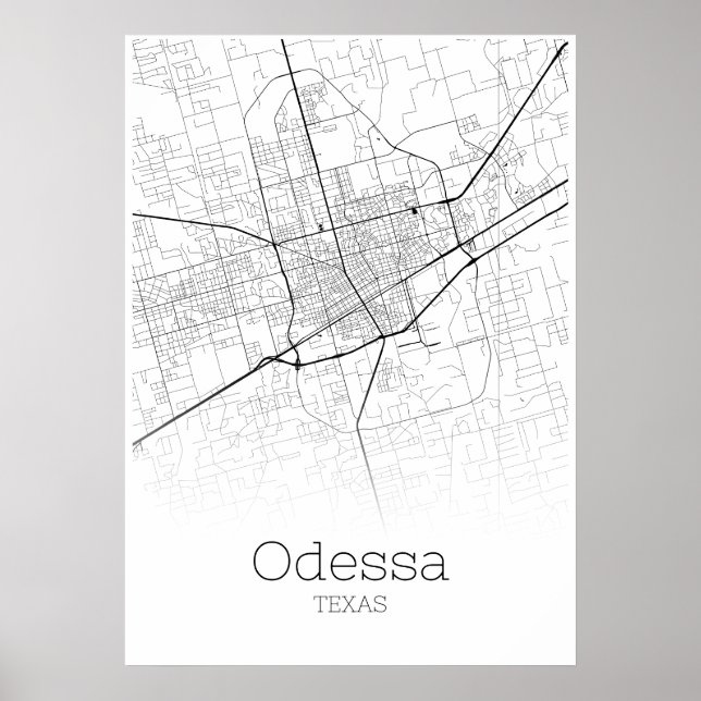 Affiche Carte d'Odessa - Texas - Carte de la ville (Devant)