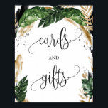 Affiche Carte d'or feuille verte<br><div class="desc">Cartes d'or et cadeaux tropicaux feuille vert signe 8x10 poster,  pour Fête des mariées,  Baby shower ou mariage,  Contactez-moi pour les articles correspondants ou pour la personnalisation,  Blush Roses ©</div>