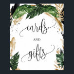 Affiche Carte d'or feuille verte<br><div class="desc">Cartes d'or et cadeaux tropicaux feuille vert signe 8x10 poster,  pour Fête des mariées,  Baby shower ou mariage,  Contactez-moi pour les articles correspondants ou pour la personnalisation,  Blush Roses ©</div>