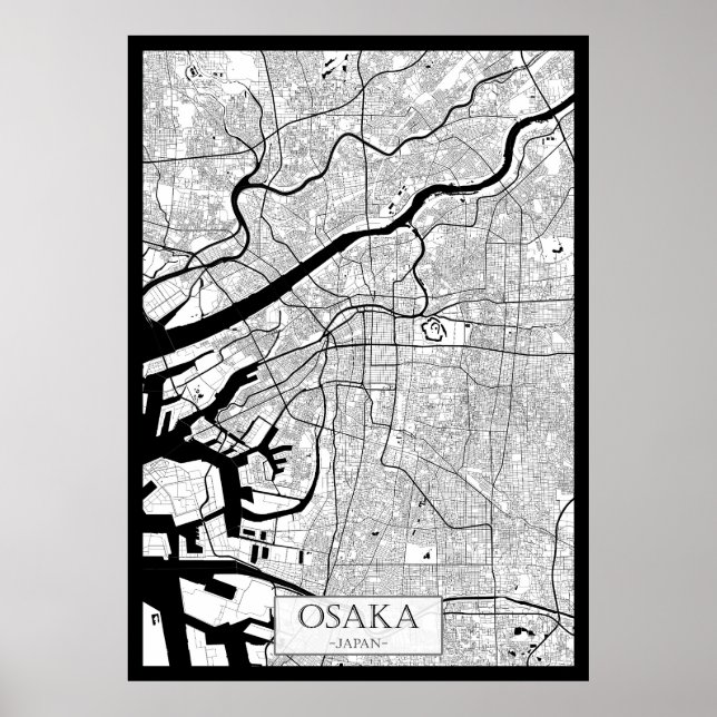 Affiche Carte d'Osaka Japon (Devant)