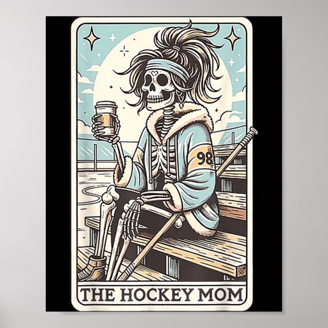 Affiche Carte drôle de squelette de mère de hockey (Devant)
