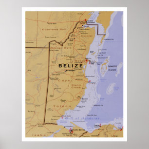 Affiche Carte du Belize (1990) Atlas des pays d'Amérique c