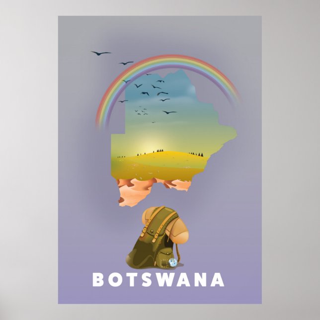 Affiche Carte du Botswana (Devant)