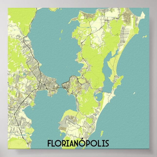 Affiche Carte du Brésil de Florianópolis (Devant)