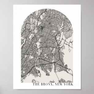 Affiche Carte du Bronx New York Boho Minimal Arch Street