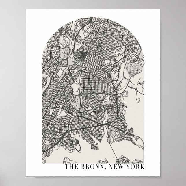 Affiche Carte du Bronx New York Boho Minimal Arch Street (Devant)
