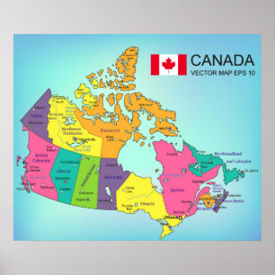 Affiche - Carte du Canada avec provinces