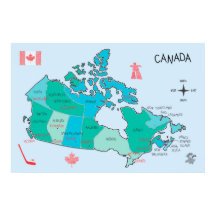 Carte du Canada dessinée à la main avec illustrati