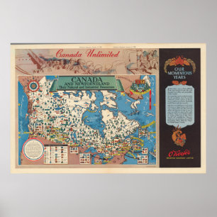 Affiche Carte du Canada - Ressources naturelles et industr