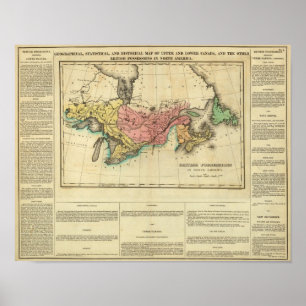 Affiche Carte du Canada supérieur et inférieur