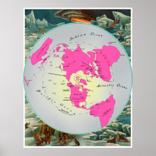 Affiche Carte du carré et du plan de terre plat
