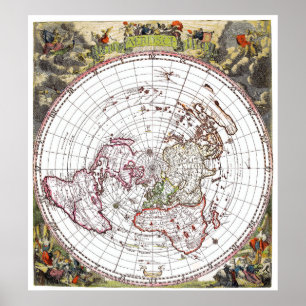 Affiche Carte du carré et du plan de terre plat