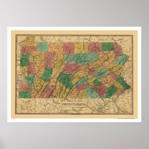 Affiche Carte du chemin de fer de la Pennsylvanie primitiv