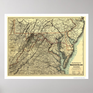 Affiche Carte du chemin de fer Washington & Atlantique 188