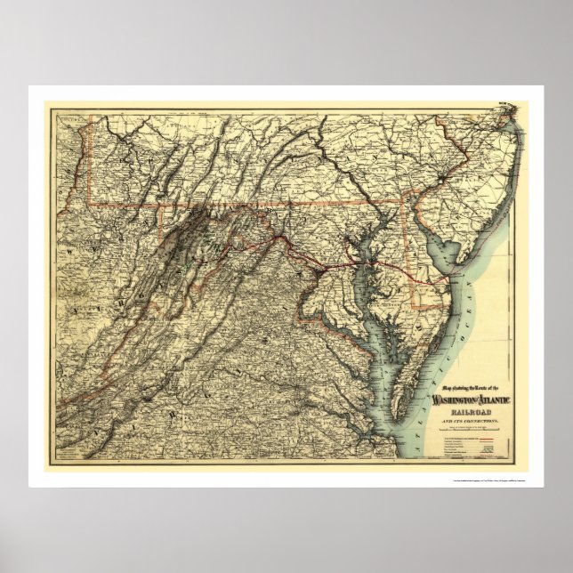 Affiche Carte du chemin de fer Washington & Atlantique 188 (Devant)