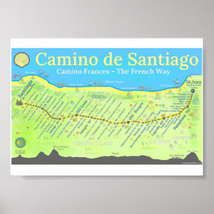 Affiche Carte du Chemin de Saint-Jacques