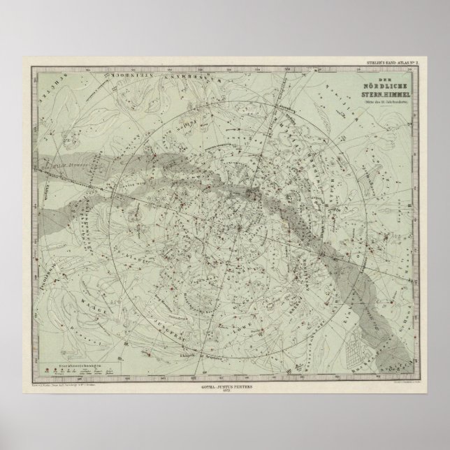 Affiche Carte du ciel de nuit du nord (Devant)