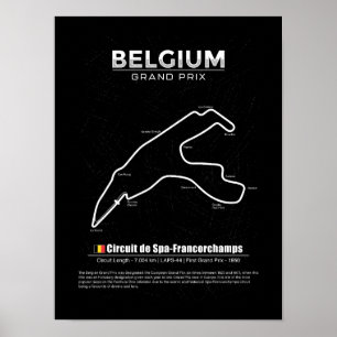 Affiche carte du circuit de Grand Prix de Belgique