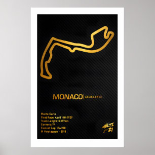 Affiche Carte du Circuit du Grand Prix de Monaco Art Impri