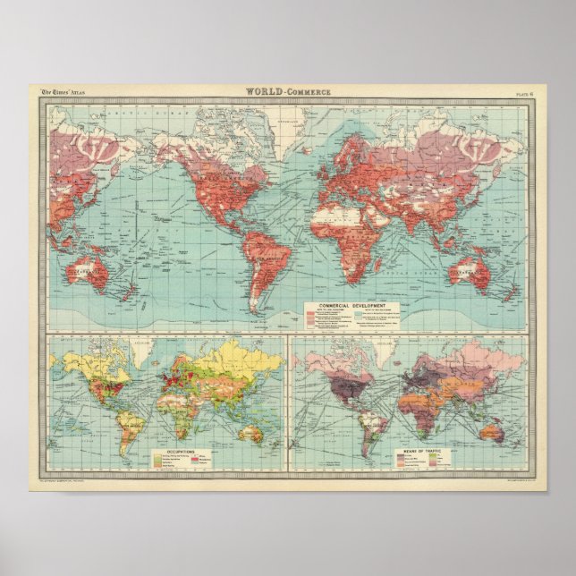 Affiche Carte du commerce mondial (Devant)