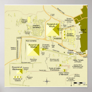 Affiche Carte du complexe pyramidal de Giza Diagramme
