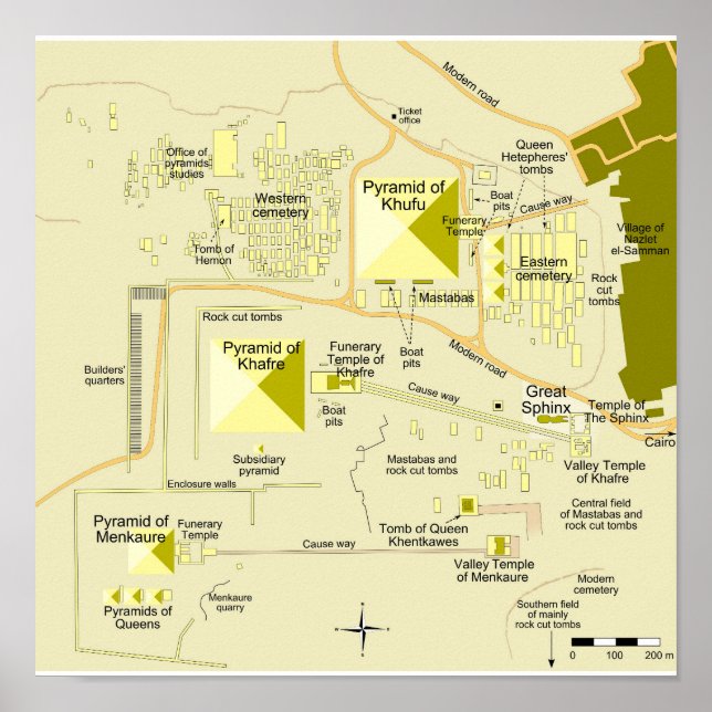 Affiche Carte du complexe pyramidal de Giza Diagramme  (Devant)