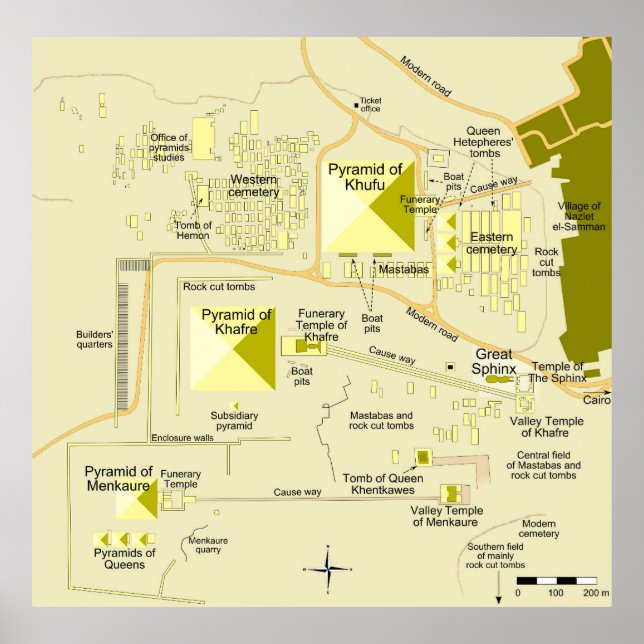 Affiche Carte du complexe pyramidal de Gizeh Diagramme (Devant)