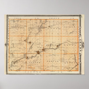 Affiche Carte du comté d'Adams, État de l'Iowa