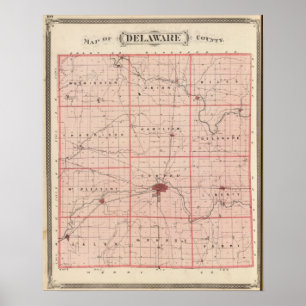 Affiche Carte du comté de Delaware
