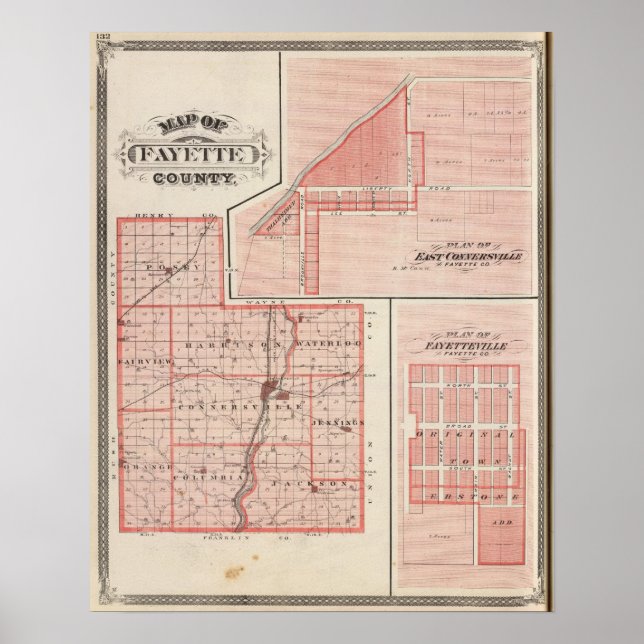 Affiche Carte du comté de Fayette avec East Connersville (Devant)