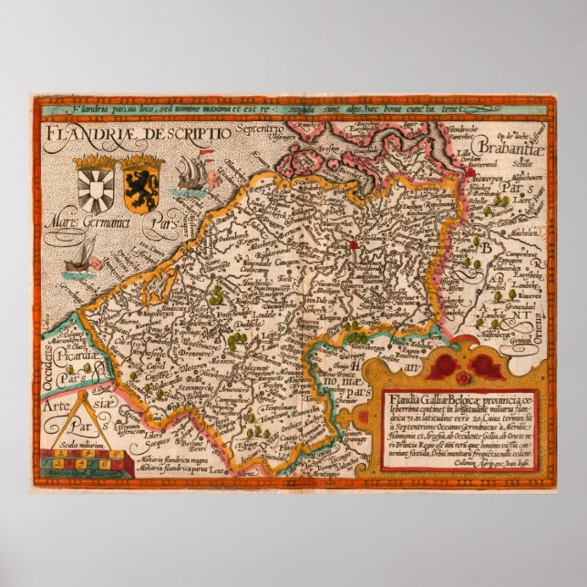 Affiche Carte du comté de Flandre (1609) (Devant)