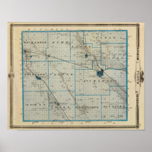 Affiche Carte du comté de Floyd, État de l'Iowa