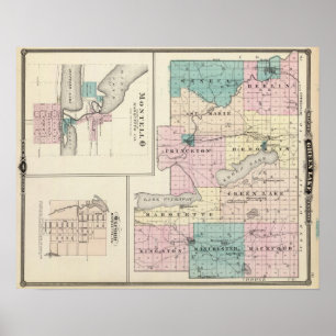 Affiche Carte du comté de Green Lake, État du Wisconsin
