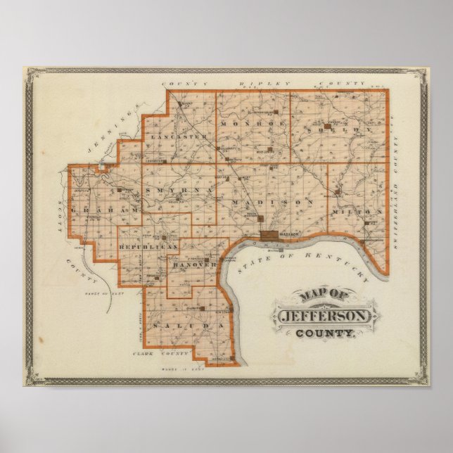 Affiche Carte du comté de Jefferson (Devant)
