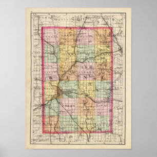 Affiche Carte du comté de Kent, Michigan