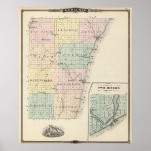 Affiche Carte du comté de Kewaunee
