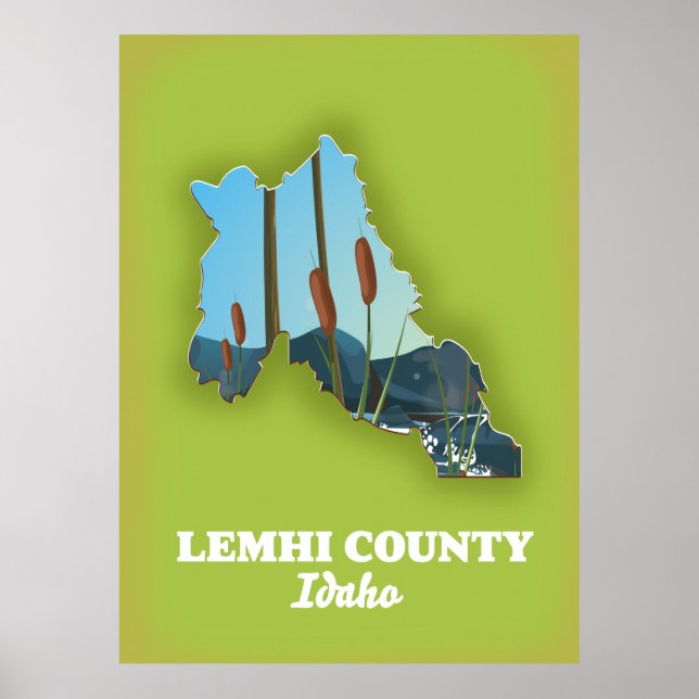Affiche Carte du comté de Lemhi, Idaho (Devant)