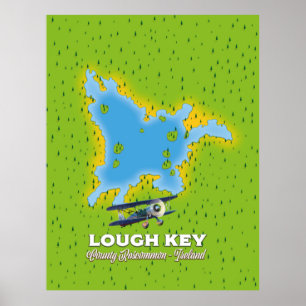 Affiche Carte du comté de Lough Key Roscommon, Irlande