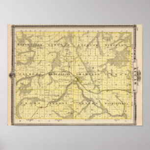 Affiche Carte du comté de Lucas, état de l'Iowa