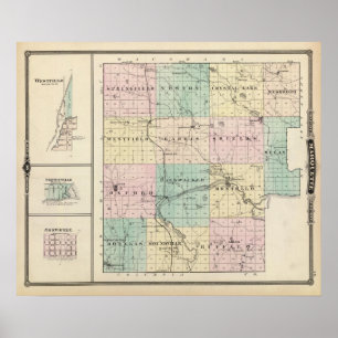 Affiche Carte du comté de Marquette et de Westfield