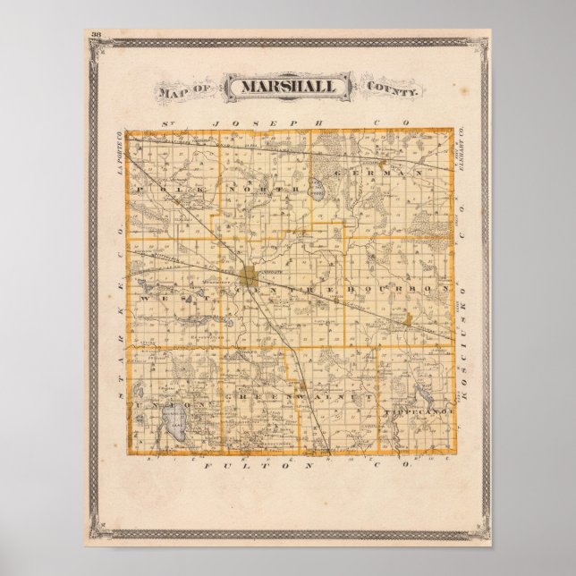 Affiche Carte du comté de Marshall (Devant)