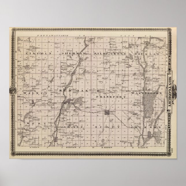 Affiche Carte du comté de Montgomery, État de l'Iowa (Devant)