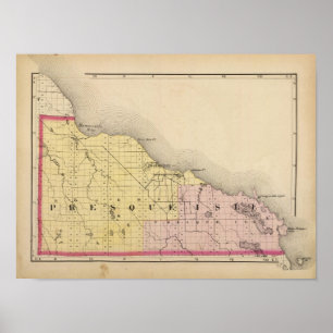 Affiche Carte du comté de Presque Isle, Michigan