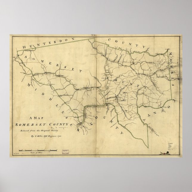 Affiche Carte du comté de Somerset, New Jersey (1781) (Devant)