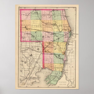 Affiche Carte du comté de St Clair, Michigan