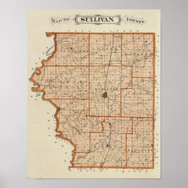 Affiche Carte du comté de Sullivan (Devant)