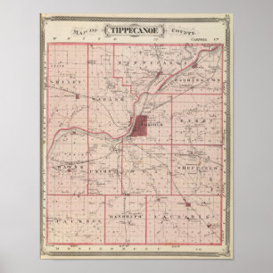 Affiche Carte du comté de Tippecanoe