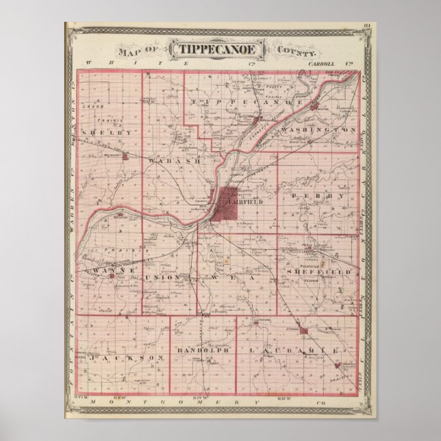 Affiche Carte du comté de Tippecanoe (Devant)